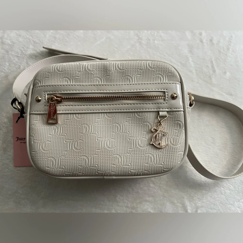 Juicy Couture Cream Crossbody Bag with Embossed Logo, NWT